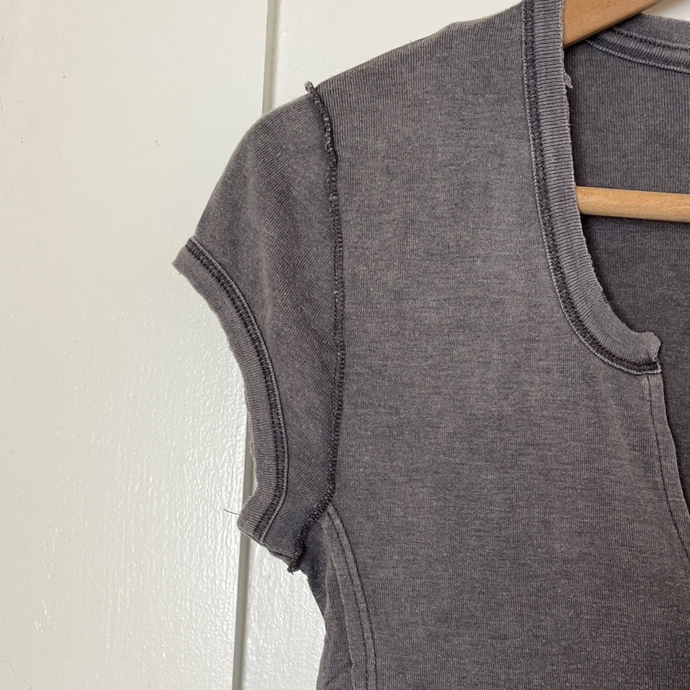 We The Free Slate Gray V-Neck Tee - Picture 3 of 7